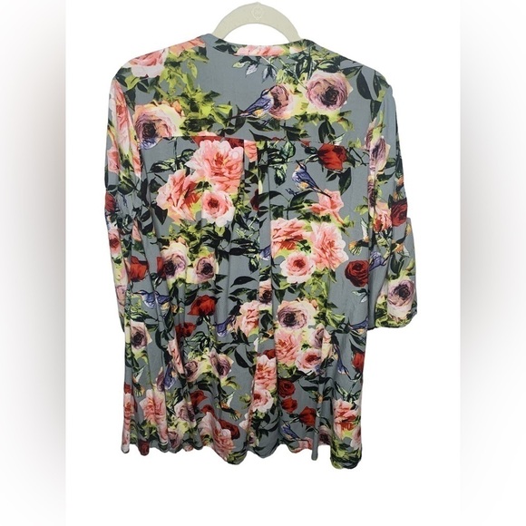 Umgee Women's Boho Floral Bohemain Keyhole Chic 3/4 Bell Sleeve Dress Size Med - Picture 5 of 6